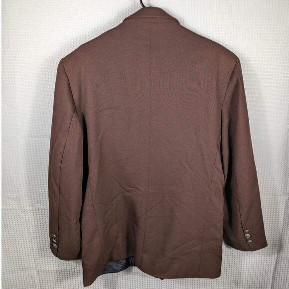 Vintage 70s Trophy USA Brown Textured Blazer Men 42R Retro Jacket Rayon Acetate - Picture 2 of 7